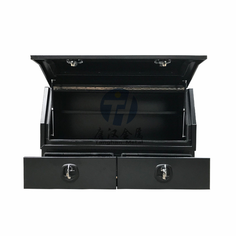 Black Aluminium Tool Box 3/4 Side Opening Ute 2 Drawers Toolbox 