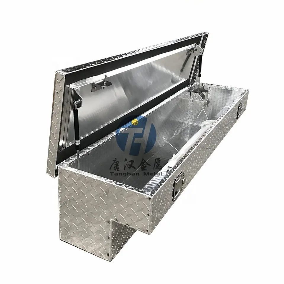 US Aluminum Diamond Plate Truck Bed Tool Boxes Side Mount Top Opening