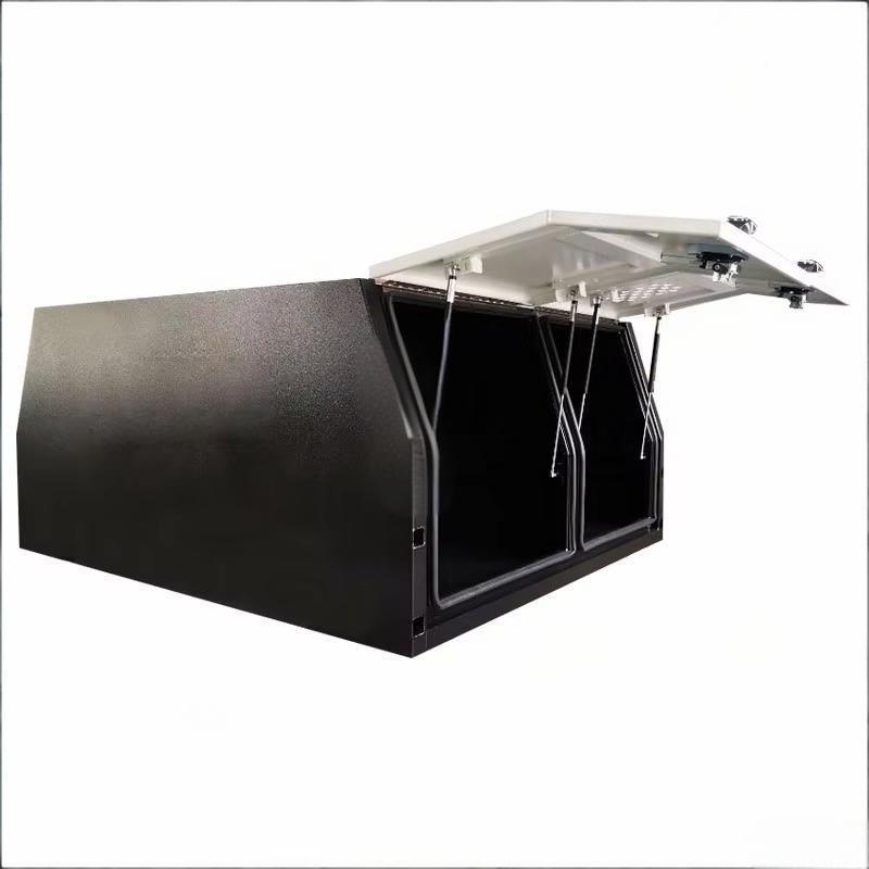Three door service canopy for work vehicles